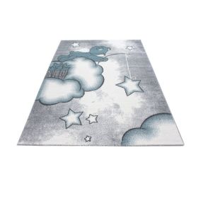 Tapis pour bébé rectangle à courtes mèches Comix 150x80 CM - Bleu