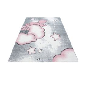 Tapis pour bébé rectangle à courtes mèches Comix 170x120 CM - Rose