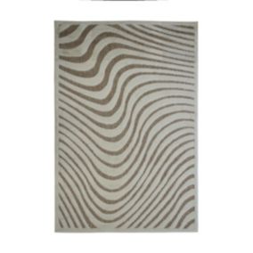 Tapis pour dehors et dedans motif vibes en relief beige 160x220