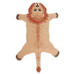 Tapis pour enfants en laine beige 100 x 160 cm lion MUFASA