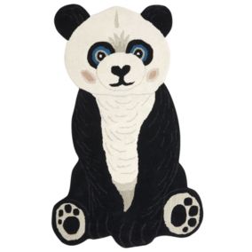 Tapis pour enfants en laine noir et blanc 100 x 160 cm panda JINGJING