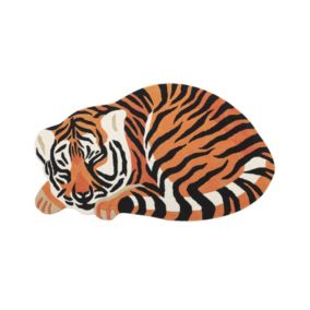 Tapis pour enfants en laine orange 100 x 155 cm tigre RAJAH