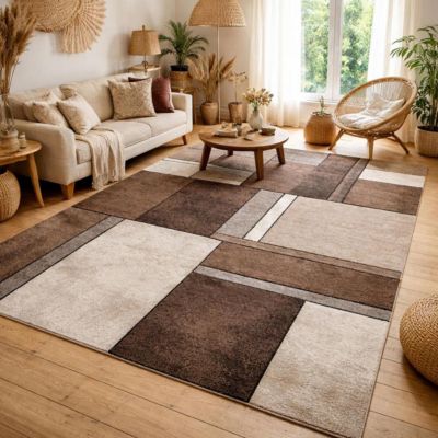 Tapis De Salon Design Traum – Marbre Effet Fibres De Verre, Gris Et Or