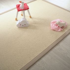 Tapis pure laine - Latoon écru - Ganse coton grège - 120 x 170 cm