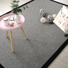 Tapis pure laine - Latoon gris foncé - Ganse coton noir - 120 x 170 cm