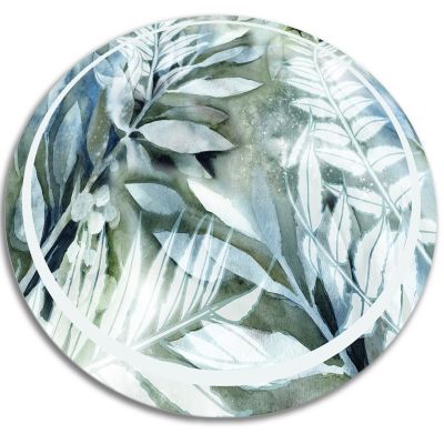 Tapis PVC rond Tulup fi130 cm Facile d'entretien Fleurs à l'aquarelle