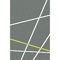 Tapis Rayures gris/jaune 120 x 170 cm