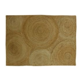 Tapis rectangle 100% jute tressé - Motifs circulaires - 200 x 290 cm - Naturel - YVAYA