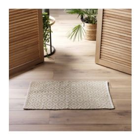 Tapis Rectangle (50 x 80 cm) Lazaro, Coton & Polyester Tissé - 50x80cm - Beige