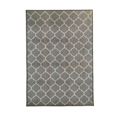 Tapis rectangle Bromberg formes géométriques gris et blanc L.120 x l.80 x ep.0,5 cm GoodHome