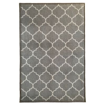 Tapis rectangle Bromberg formes géométriques gris et blanc L.90 x l.60 x ep.0,5 cm GoodHome