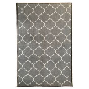 Tapis rectangle Bromberg formes géométriques gris et blanc L.90 x l.60 x ep.0,5 cm GoodHome