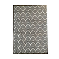 Tapis rectangle Bromberg GoodHome gris et blanc L.120 x l.80 x ep.0,5 cm