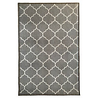 Tapis rectangle Bromberg GoodHome gris et blanc L.90 x l.60 x ep.0,5 cm