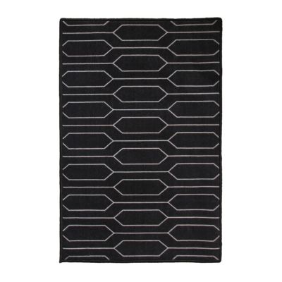 Tapis rectangle Bromberg GoodHome noir et blanc L.90 x l.60 x ep.0,5 cm