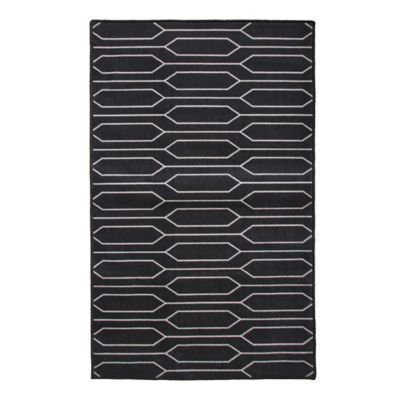 Tapis rectangle Bromberg lignes géométriques noir et blanc L.120 x l.80 x ep.0,5 cm GoodHome