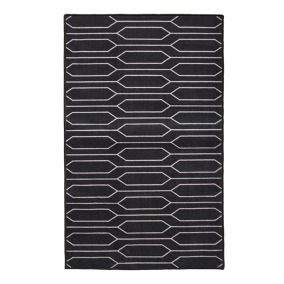 Tapis rectangle Bromberg lignes géométriques noir et blanc L.120 x l.80 x ep.0,5 cm GoodHome