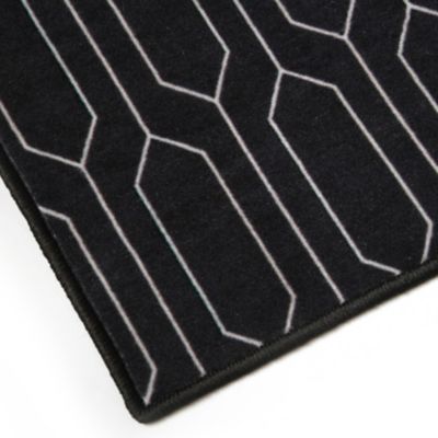 Tapis rectangle Bromberg lignes géométriques noir et blanc L.120 x l.80 x ep.0,5 cm GoodHome