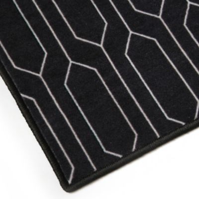 Tapis rectangle Bromberg lignes géométriques noir et blanc L.90 x l.60 x ep.0,5 cm GoodHome