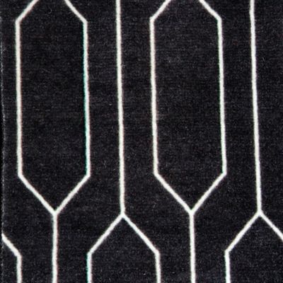 Tapis rectangle Bromberg lignes géométriques noir et blanc L.90 x l.60 x ep.0,5 cm GoodHome