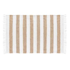 Tapis rectangle à franges Sagane - 120 x 170 Beige Douceur d'Intérieur