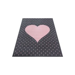 Tapis rectangle pour enfant doux Coeur 150x80 CM - Rose