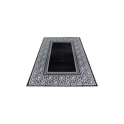 Tapis rectangle pour salon baroque à mèches courtes Stessy 150x80 CM - Noir