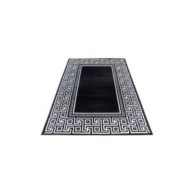 Tapis rectangle pour salon baroque à mèches courtes Stessy 150x80 CM - Noir