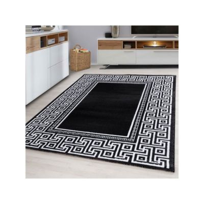 Tapis rectangle pour salon baroque à mèches courtes Stessy 150x80 CM - Noir