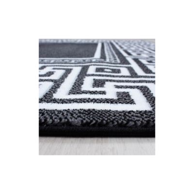 Tapis rectangle pour salon baroque à mèches courtes Stessy 150x80 CM - Noir