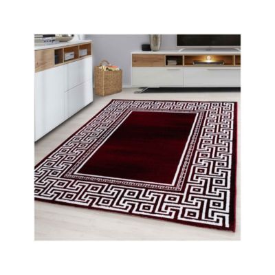 Tapis rectangle pour salon baroque à mèches courtes Stessy 290x200 CM - Rouge