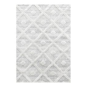 Tapis rectangulaire à courtes mèches scandinave Viti 170x120 CM - Gris