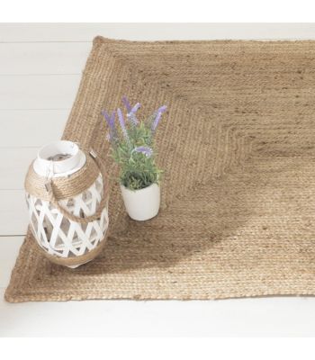 Tapis rectangulaire en jute (120x170 cm - Beige)