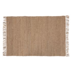 Tapis rectangulaire en jute (170x120 cm - Beige)