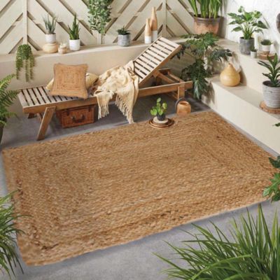 Tapis rectangulaire en Jute tressé Naturel 60x90cm, Dylrev
