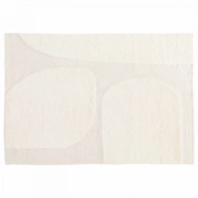 Tapis rectangulaire en laine à motif tissé main blanc 200 x 290 cm  Oviala