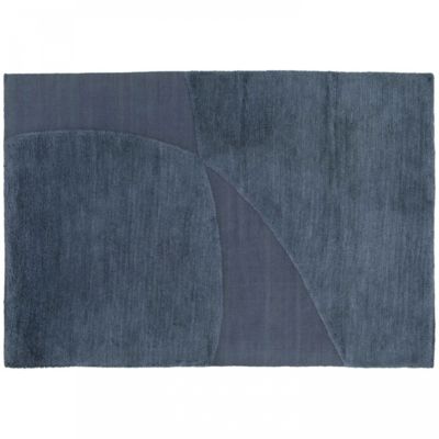 Tapis rectangulaire en laine à motif tissé main bleu 160 x 230 cm  Oviala