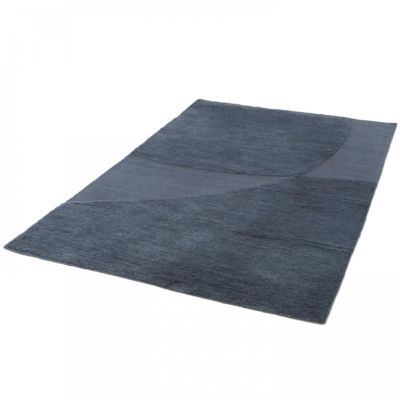 Tapis rectangulaire en laine à motif tissé main bleu 160 x 230 cm  Oviala