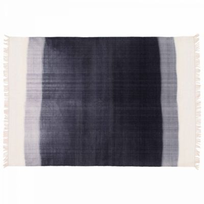 Tapis rectangulaire en laine tissé à plat bleu 120 x 170 cm  Oviala