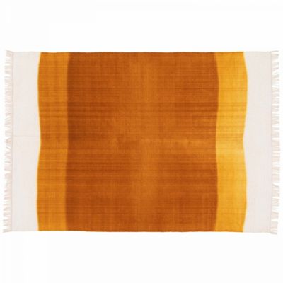 Tapis rectangulaire en laine tissé à plat jaune/ orange 120 x 170 cm  Oviala