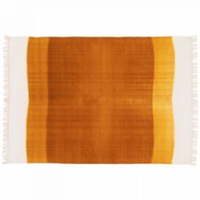 Tapis rectangulaire en laine tissé à plat jaune/ orange 120 x 170 cm  Oviala