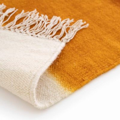 Tapis rectangulaire en laine tissé à plat jaune/ orange 120 x 170 cm  Oviala