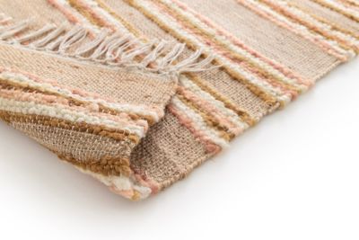 Tapis rectangulaire Leela à franges crème et rose L.170 x l.120 cm Balta