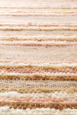 Tapis rectangulaire Leela à franges crème et rose L.170 x l.120 cm Balta