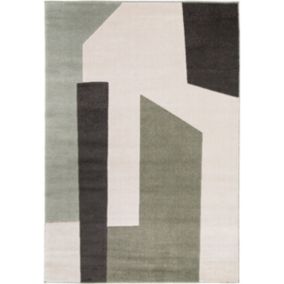 Tapis rectangulaire Luna formes géométriques vert et blanc L.230 x l.160 cm Balta