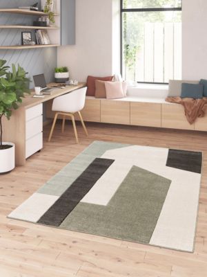 Tapis rectangulaire Luna formes géométriques vert et blanc L.230 x l.160 cm Balta