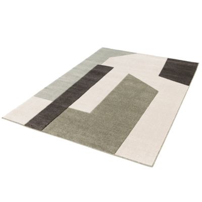 Tapis rectangulaire Luna formes géométriques vert et blanc L.230 x l.160 cm Balta