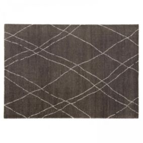 Tapis rectangulaire motif berbère gris anthracite 120 x 170 cm   Oviala