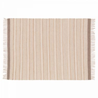 Tapis rectangulaire rayé en laine et jute tissé à plat 120 x 170 cm  Oviala