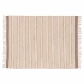 Tapis rectangulaire rayé en laine et jute tissé à plat 120 x 170 cm  Oviala